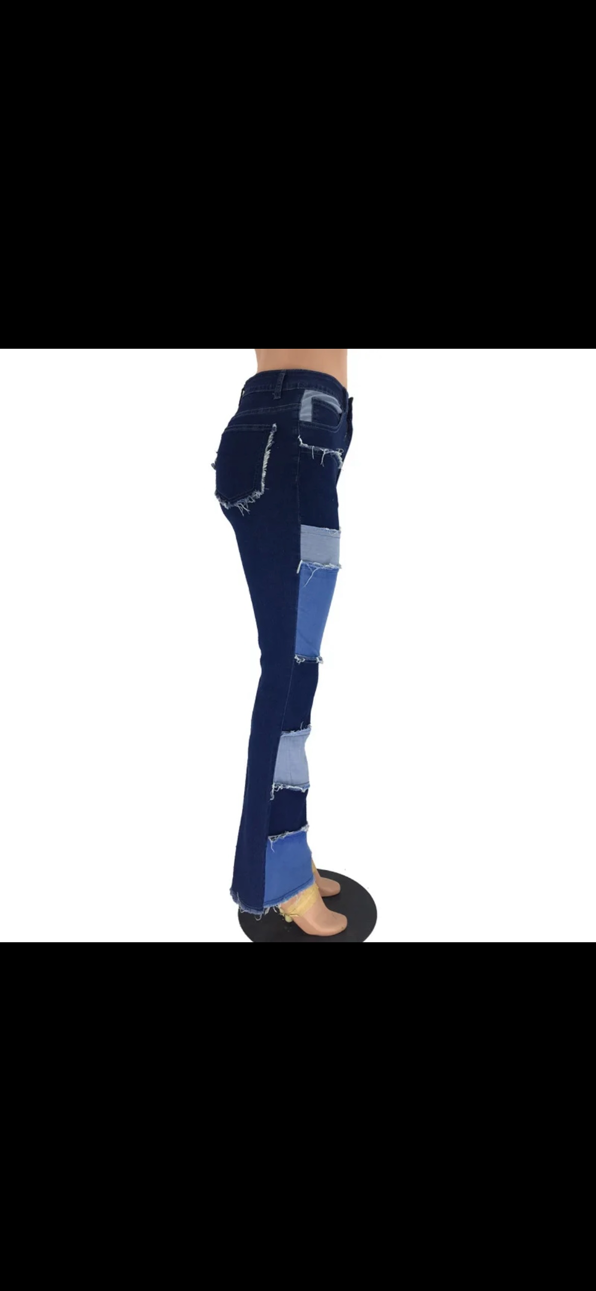 Patched blue jeans